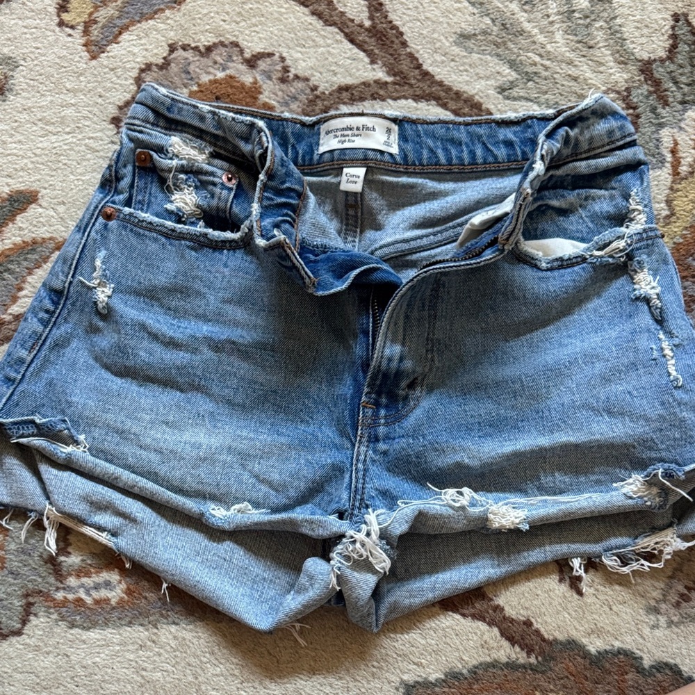 Abercrombie & Fitch Blue Distressed Jean Shorts
